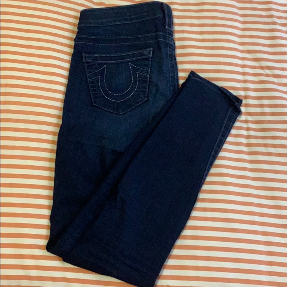True Religion Skinny Dark Denim Jean, Size 27